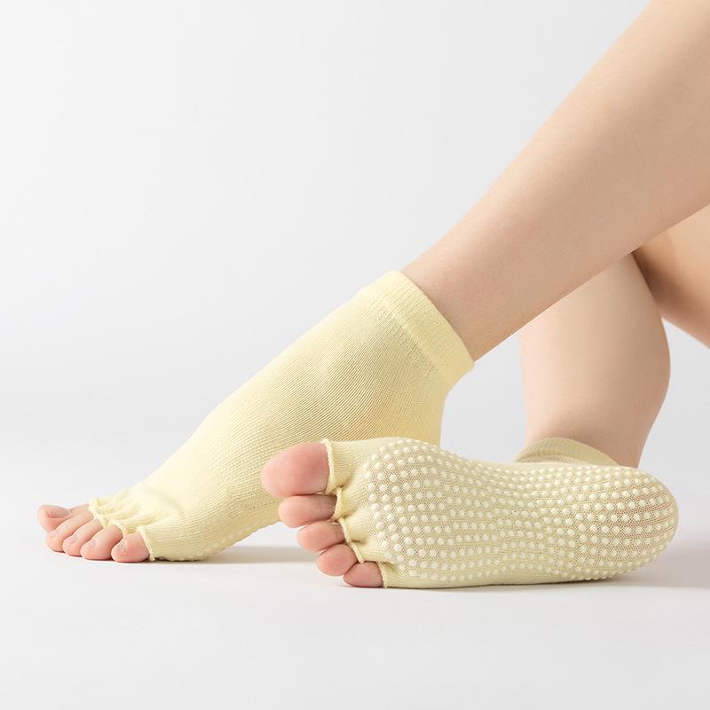 Calzini da Donna Estivi Sottili in Cotone con Dita Separate e Punta Aperta, in Silicone Antiscivolo, Tubolari