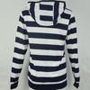 Winter Fashion Women Hoodie Coat Striped Print Long Sleeves Drawstring Pockets Zipper Closure Sweatshirt Jacket Autumn Winter