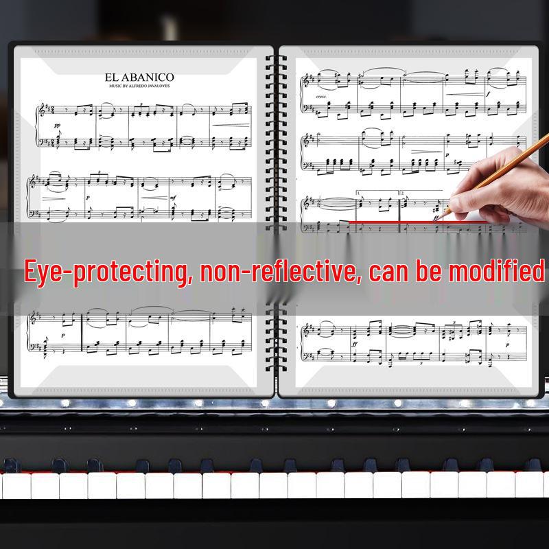 Non-Reflective Expandable Piano Sheet Music Folder with Transparent, Editable Covers