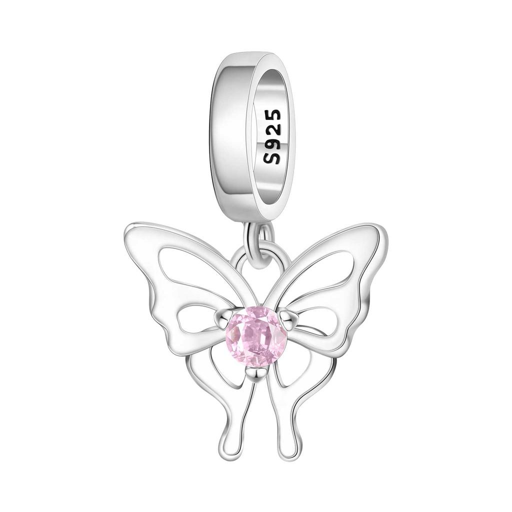 PANPOKI 925 Silver Iris Flower Pendant Charm Bracelet Jewelry DIY Trendy Gift for Women Party Beads