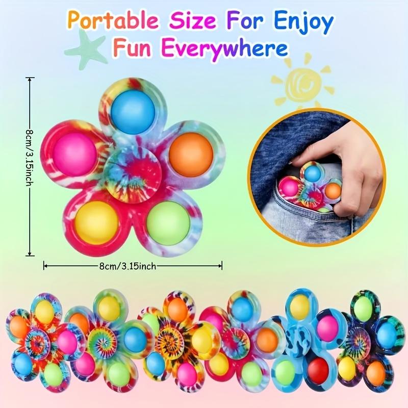 Tie Dye Blume Fidget Spinner Pop It Blase zum Drücken Sensorisches Spielzeug Stressabbau ADHS Angst Hand Spinner Kinderparty Fidget Geschenk