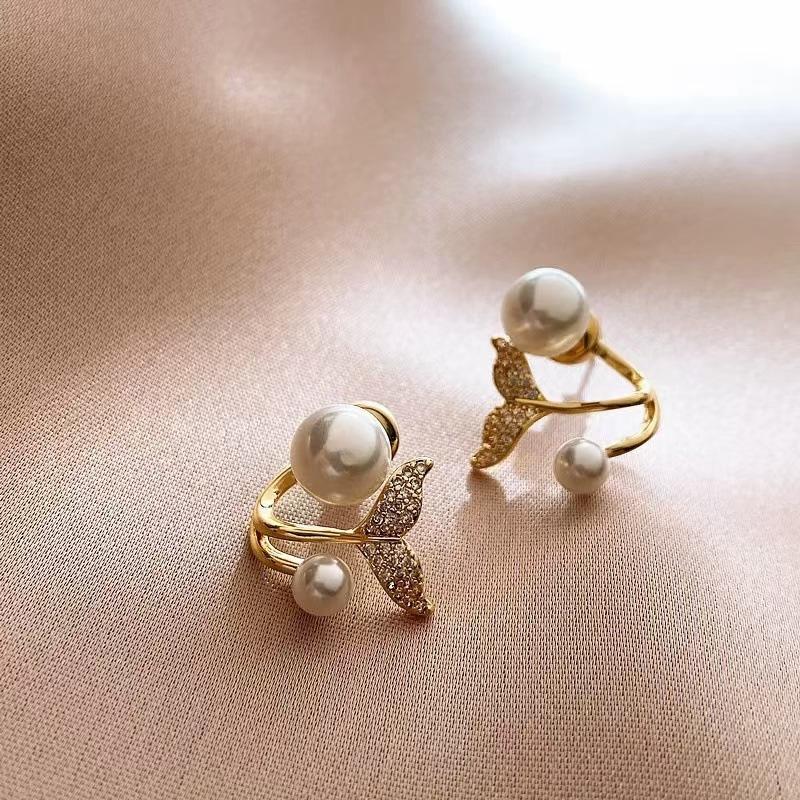 Boucles d'oreilles clous Petite Perle Aiguille Argent Tempérament Haut de gamme Géométriques Boucles d'oreilles pour Trou d'oreille Mignonnes Serties de Diamants Boucles d'oreilles Personnalisées