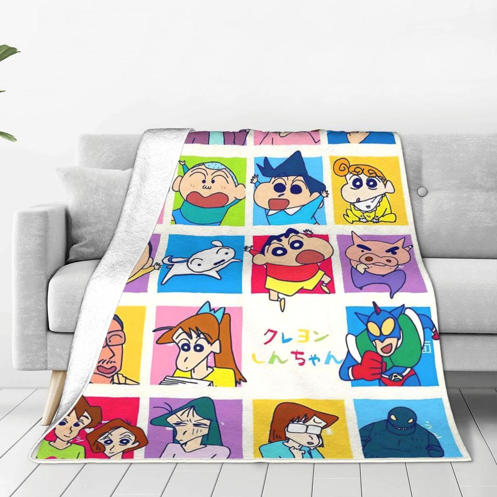 Crayons Shin-chans Cute Collection Flannel Blanket Winter  Warm Bedding Throws for Kids Adult Outdoor Funny Bedspread Bed Cover