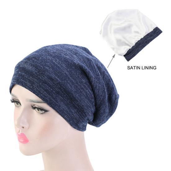 Hat Breathable Dual Color Faux Cashmere Night Sleep Cap for Sleep