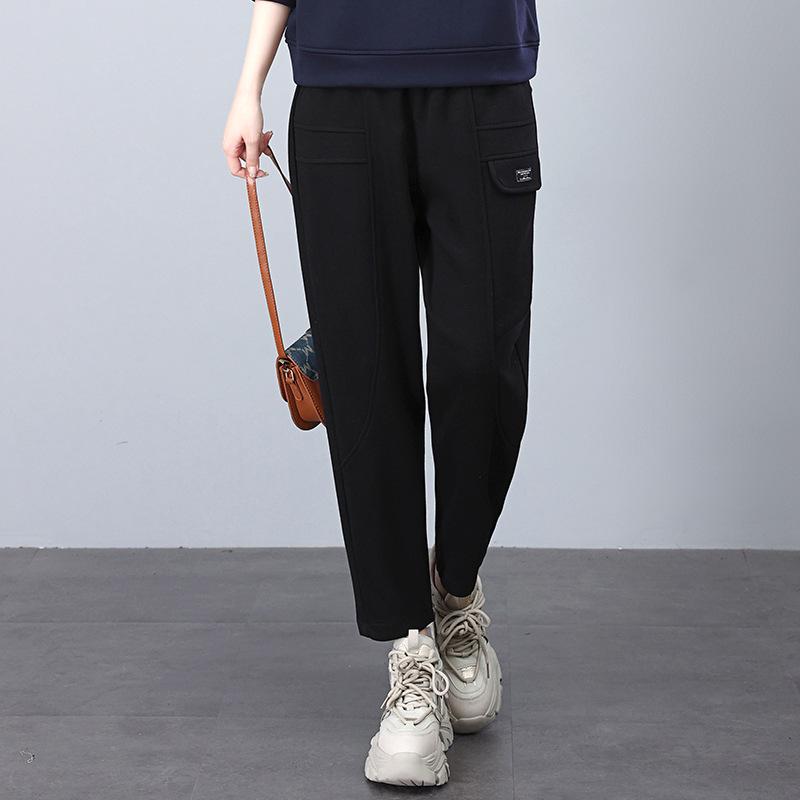 

Женские утепленные толстовки на флисовой подкладке: Осень/Зима 2024 Свободные Брюки-Гаремы с Завышенной Талией и Эффектом Похудения (Маленькая длина до девяти точек) XL (125-135 catty) чёрный