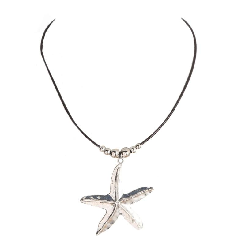 Starfish Pendant Necklace Beach Choker Jewelry Bohemian Wax Rope Chain Necklace 1