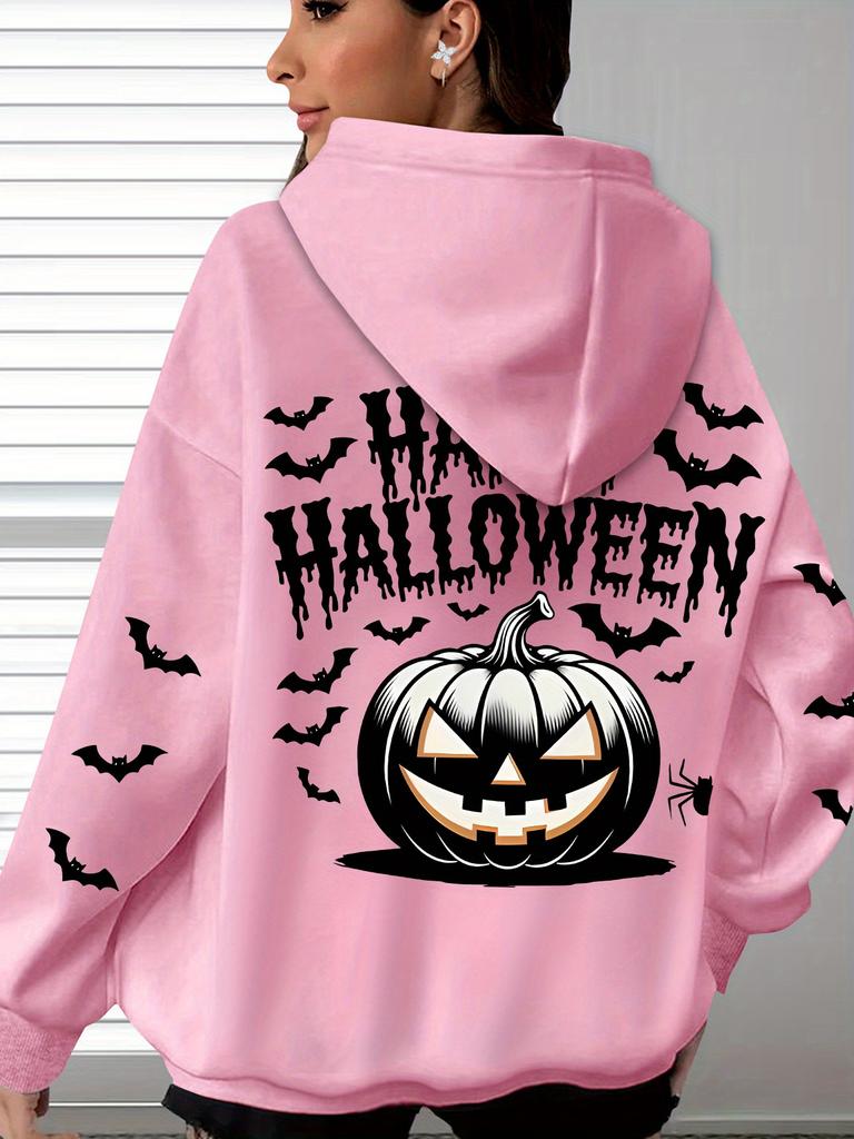 Happy Halloween Print Weird Pumpkin Pattern Hoodies for Women Men Long Sleeve Front Pocket Hooded Fall Halloween Hoodie Gifts