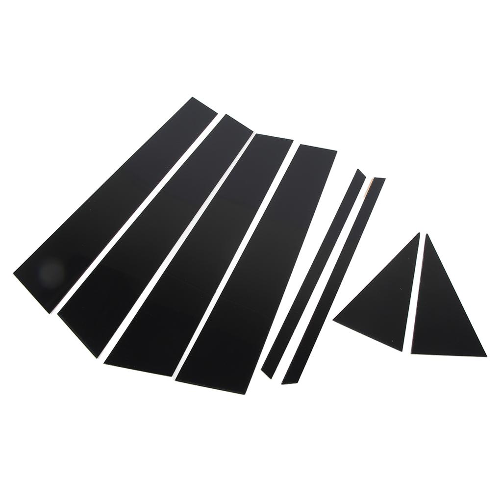 8PCS Cobertura Externa da Coluna da Janela Preto Brilhante Adesivo da Coluna B Moldura da Janela Acabamento da Porta para Carro