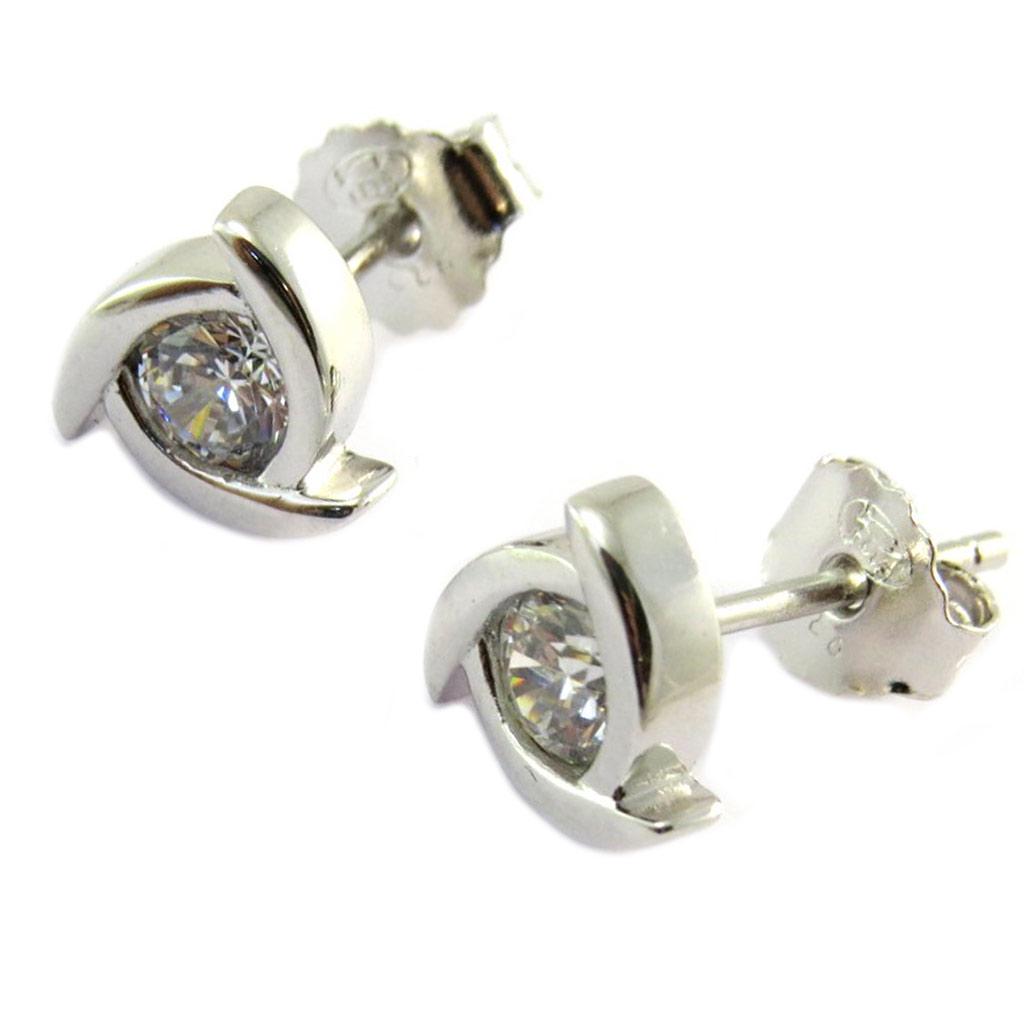 Les Trésors De Lily [P2411] - Boucles Argent 'Sissi' blanc argenté (rhodié) - 7x7 mm