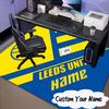Custom Name Leeds Crest Rug for Living Room, Game Rooms, Office, Bedroom, Floor Mat Playful Design, Fan Gifts Christmas Decor