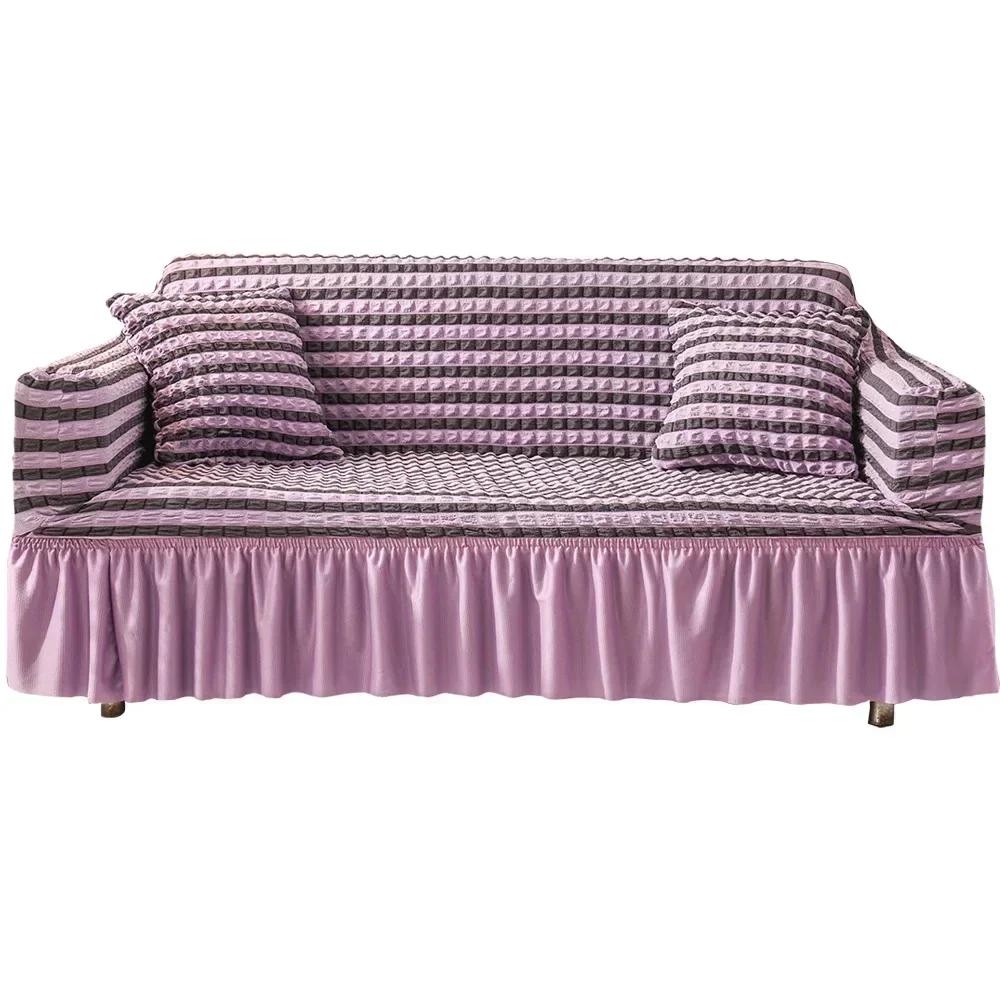 1/2/3/4 Seater Seersucker Sofa Slipcover High Stretch Couch Cover Thick Corner Sofa Protector Elastic Corner Couch Covers
