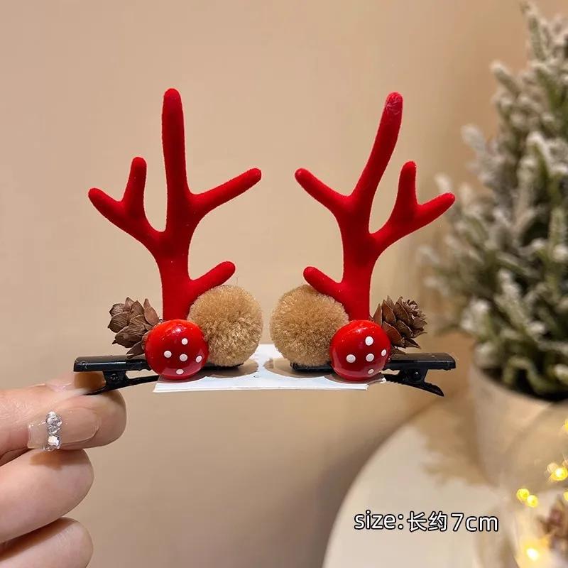 Christmas Deer Antler Hairpin Headdress Forest Fairy Hair Accessories Cute Pair of Clips Navidad Dress Up Small New Year Gift