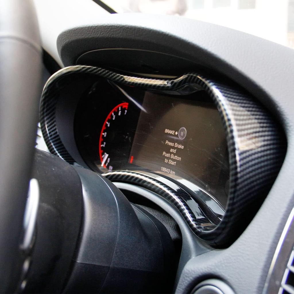 Crosselec Carbon Fiber Dashboard Meter Panel Frame Cover Trim Interior Decoration Accessories for Dodge Durango (2014-2020)