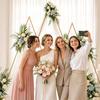 Arch Backdrop Stand Stand 6.2FT 7FT 8.4FT Set of 3 Golden Metal Triangle Flower Frame for Wedding Ceremony Baby Shower Birthday Party Balloon
