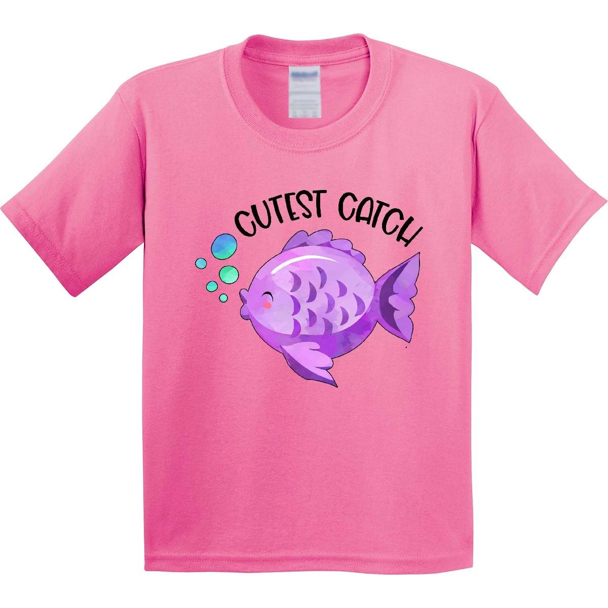 Inktastic Cutest Catch Cute Purple Fish Youth T-Shirt Fishing Kids Child Buddy 150