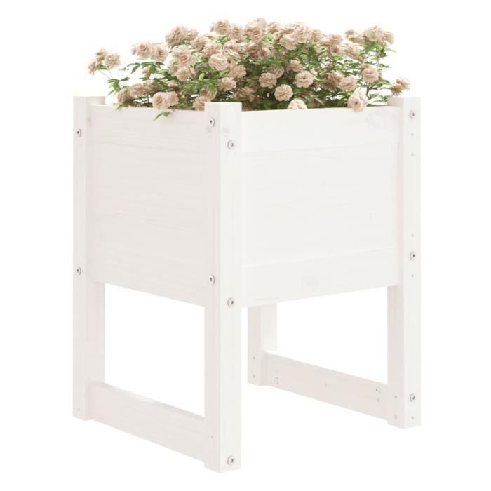 822110 vidaXL Jardinières 2 pcs Blanc 40x40x52,5 cm Bois massif de pin