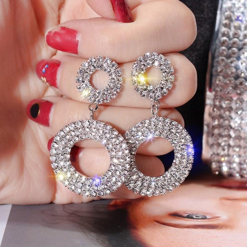 Elegant Hollow Circle Rhinestones Earrings Comfort Wear Day to Night Versatile Jewelry