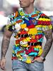 Digital Print Fashion Graffiti Style Trendy Casual-Shirt, PLUS SIZE