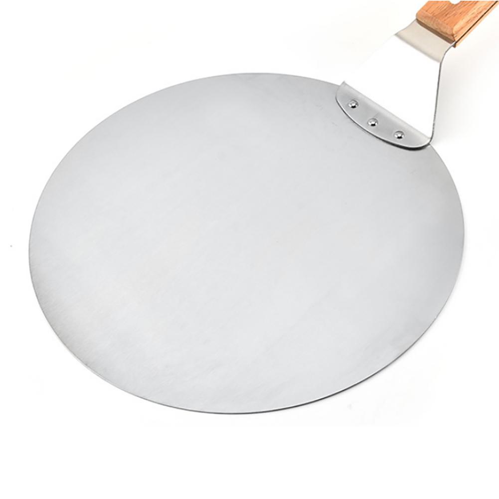 Roamtic Fashion Kitchen Cake Shovel Handle Steel Baking Pizza Tool Stainless Round Wooden
