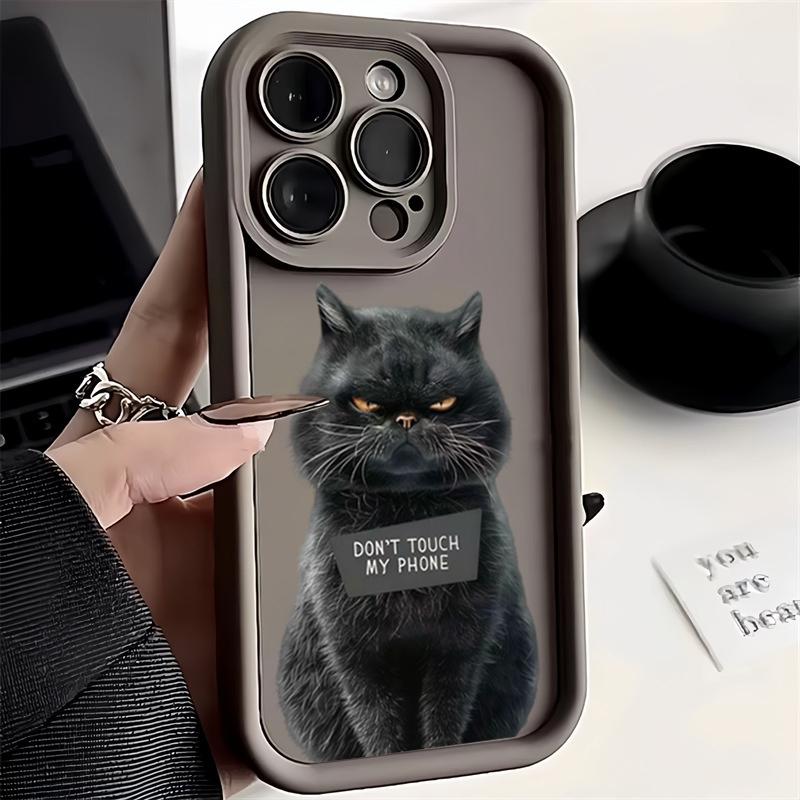 

Cute Black Cat Pattern Silicone Soft Phone Case for iPhone 16 Pro Max 15 Plus 14 13 12 11 16E 17 Air X XR XS Max Soft Cover iPhone Air