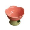 Ceramic Bowl Non-slip Flower Shape High Foot Dogs Puppy Feeder Feeding Food Water Elevated Raised Dish Pet Supplies