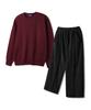 ALVINCLO [Set] Basic Round Knit Pintuck Wide Elastic Pants Set