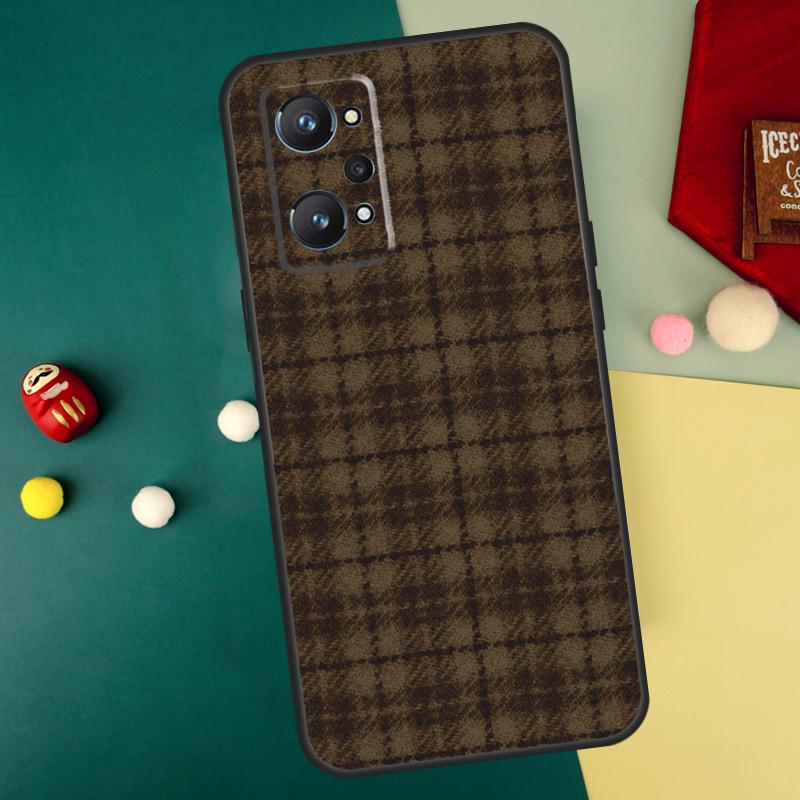 Brown Plaid For Realme GT7 Pro 15 13 10 11 12 14 Pro Plus C55 C71 C75 C67 C63 C61 C53 C35 C65 GT6 Case