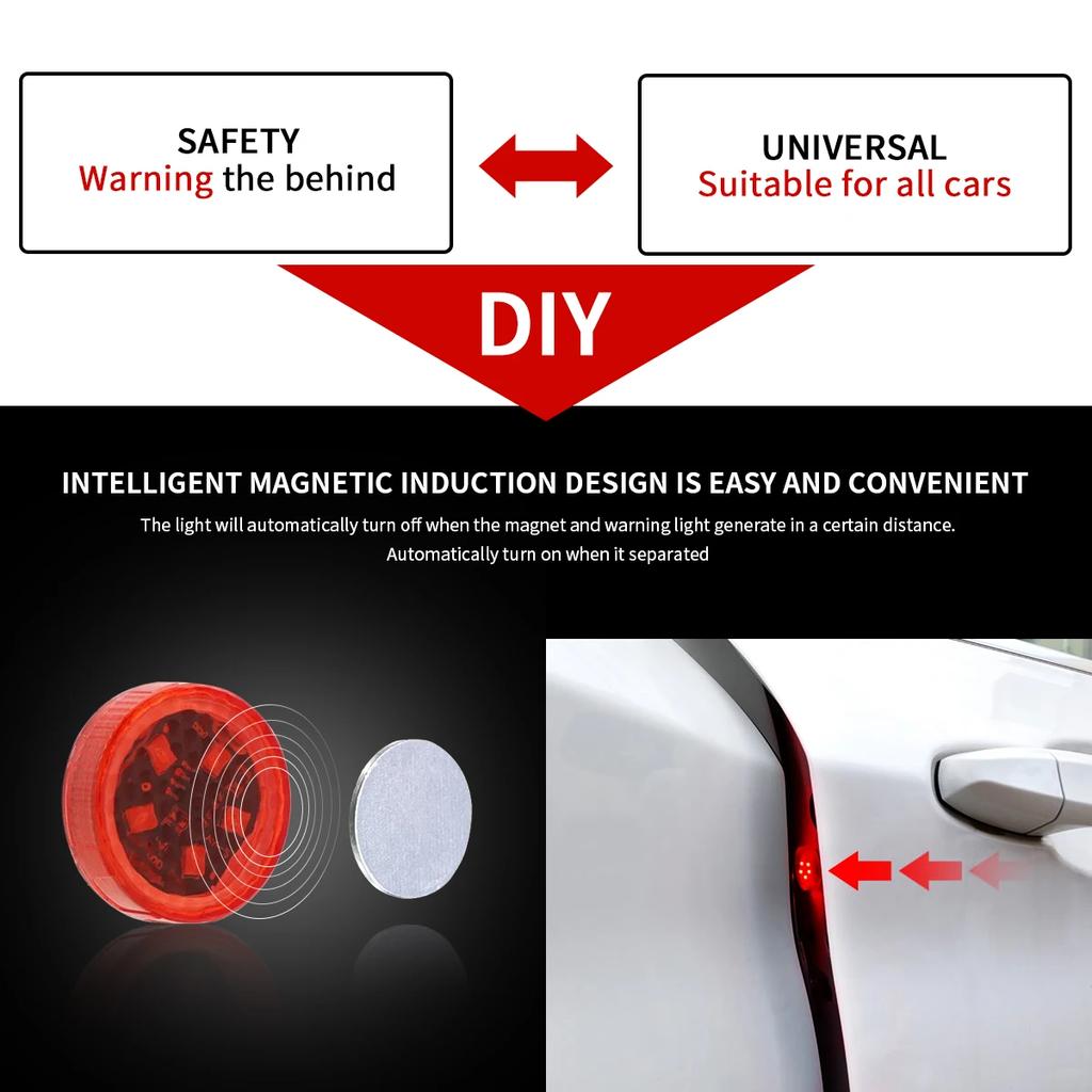 Car Door Warning Lights Safety Strobe Door LED Light Signal Flash Lamps Universal for Auto Decoration Lamp Car Goods Accessories