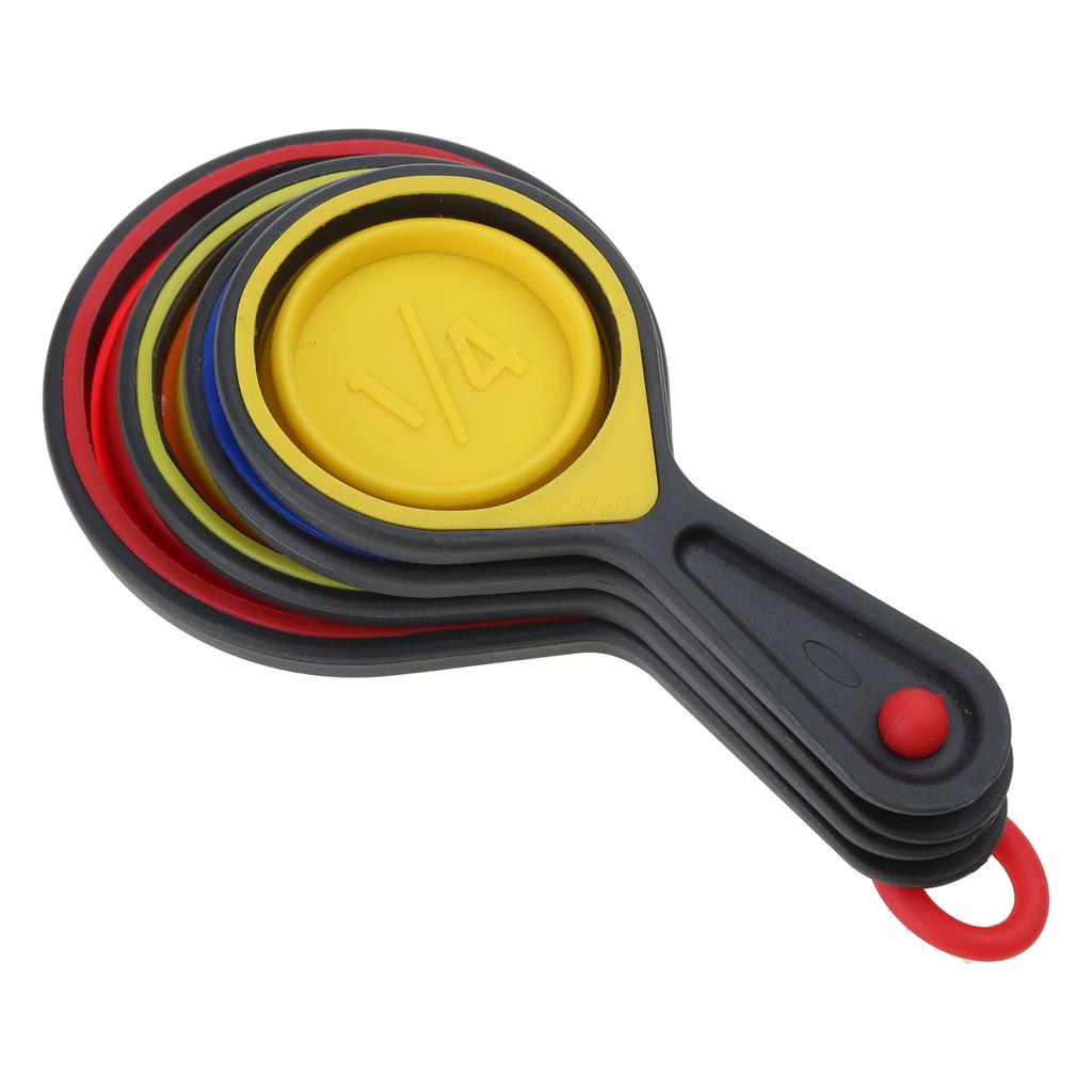 Silicone Measuring Cup Set 4 Pieces Collapsible Measurement Spoon Great for Liquid Dry Food Space Saving Easy to Clean