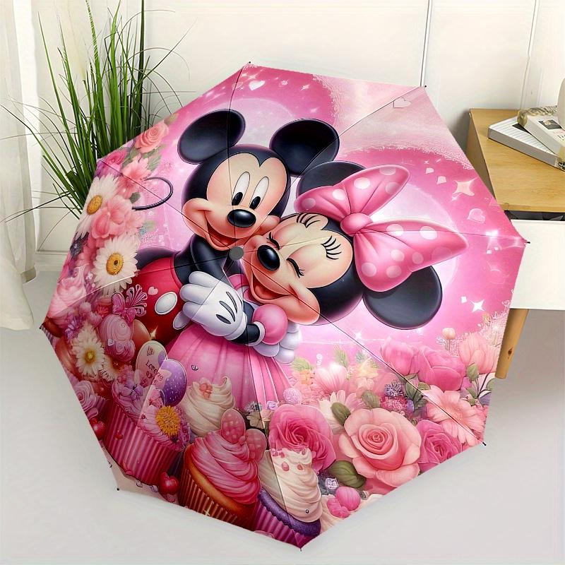 

Mickey Mouse, Minnie Mouse Automatic Opening and Closing Umbrella, Compact Travel Umbrella, Lightweight and Portable, Suitable for Beach Com