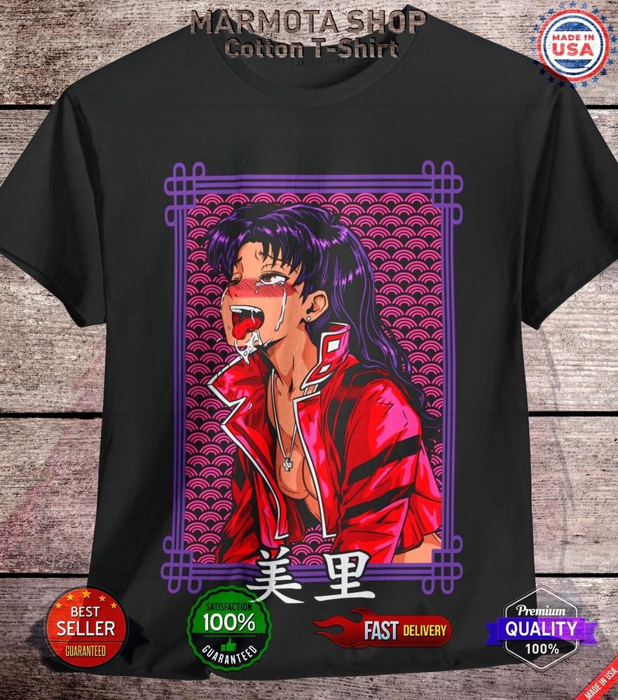 

Misato Neon Genesis Evangelion Shirt Waifu Ecchi Sexy Anime Tee T-Shirt Japanese L
