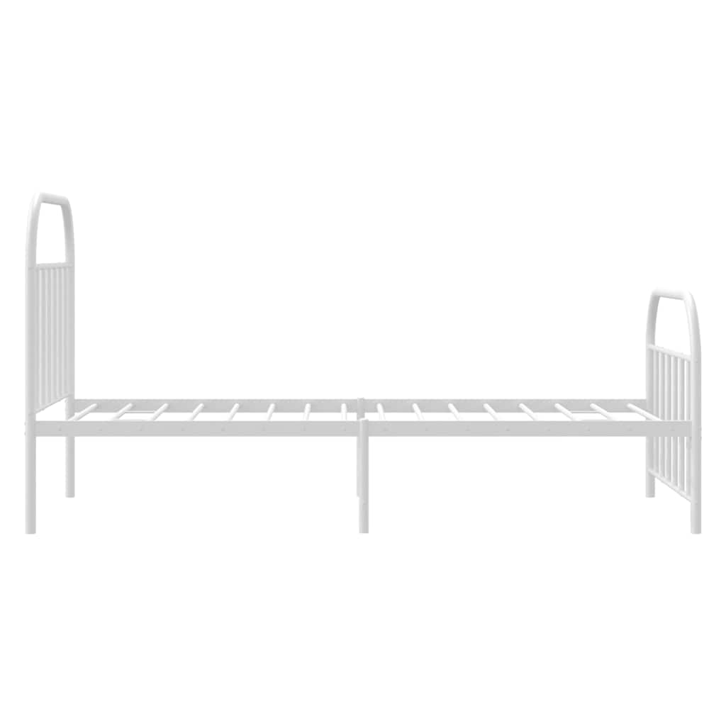 Metal Bed Frame with Headboard and Footboard White 100 x 190 cm