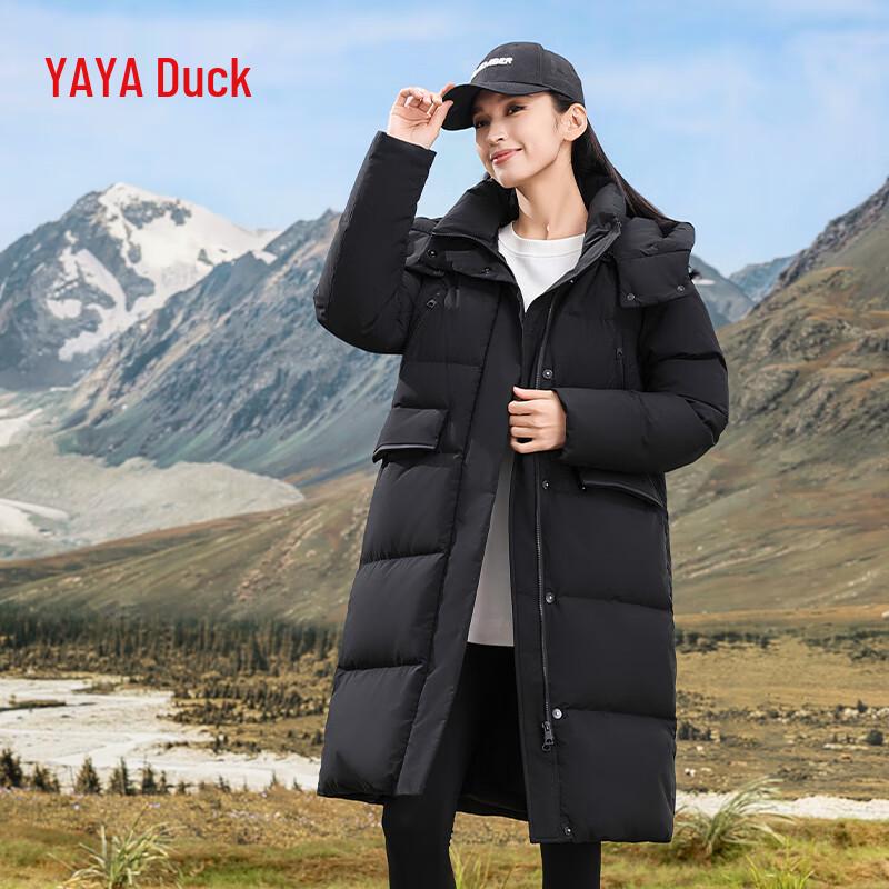 

YAYA Women s Mid-length Hooded Thick Duck Down Ski Puffer Jacket 160/84A (M)