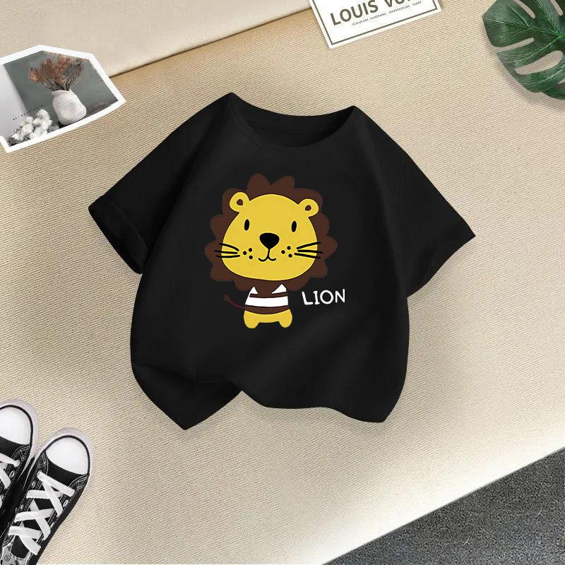 Children T-shirt Cute Animals Printed Kids 100% Cotton Tops 2-13Y Loose-fit Casual O-Neck Short-sleeve T-shirt