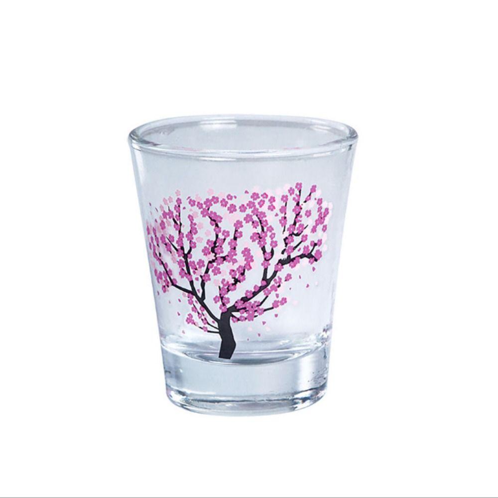 2oz Color Changing Glass Small Liquor Water Cup Baijiu Wine Glass Sakura Cup