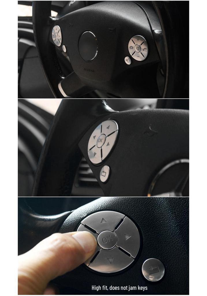 Mercedes C-Class/E-Class Steering Wheel Button Stickers for Interior Modification (W204/C200/E300).