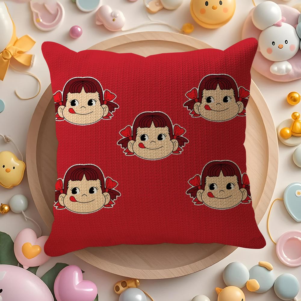 Candy Brand F-Fujiya Cushion Cover Linen Organic Fabric Double-Sided Printing Breathable Pillow Case Sofa Home Decor Gift