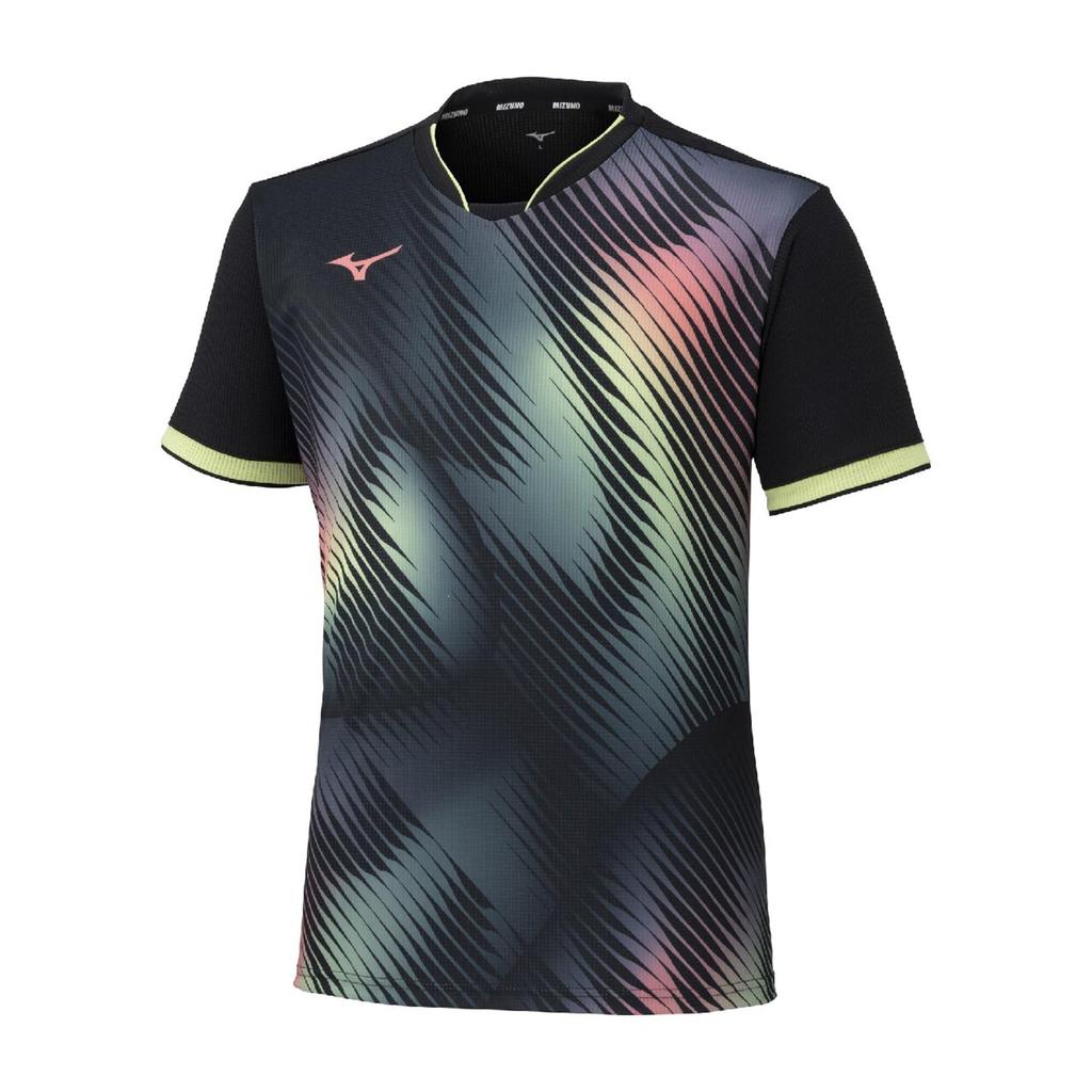 Tennis Wear Dry Aeroflow Game Shirt Easy to Move Highly Size S - In, Breathable, 62MAD510, Unisex, Black,