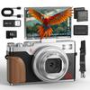 NBD 5K 64MP Digital Camera with 18x and Image Stabilization Screen LED Flash Webcam Includes Two 32GB MicroSD Cards Zoom, Autofocus, 3" 180° Flip-Up