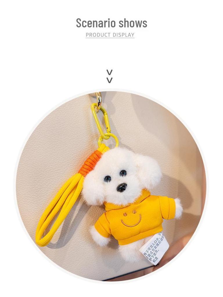 Adorable Plush Puppy Hoodie Keychain - Charming Bag Accessory & Gift for Friends