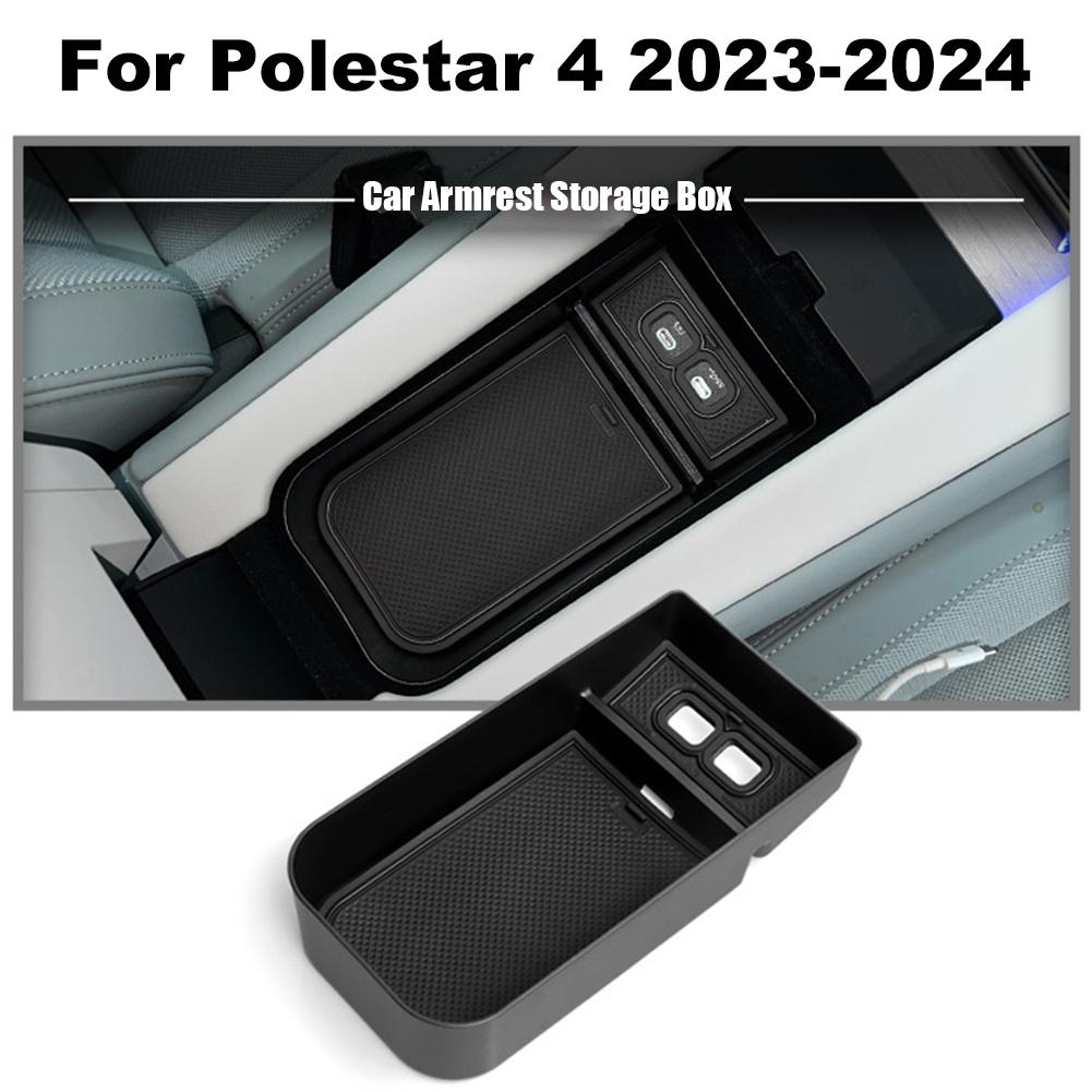 For Polestar 4 (2025-2025) Center Console Armrest Storage Car Black Tidy Tray Organizer, Accessories Box, A9G2