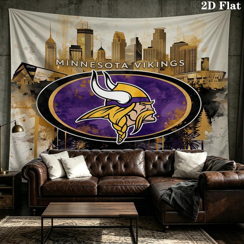 Custom Name Minnesota Vikings Printed Tapestry – Wall Hanging for Bedrooms, Dorms, and Home Decor