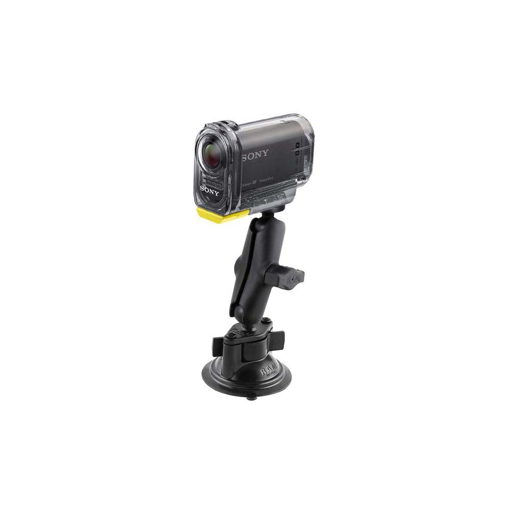 RAM MOUNTS Mount Ball Twist Lock Suction Camera Adapter for 1 Set Set 1-inch 1/4"-20 Screw, Black, (RAM-B-224-1-366U)