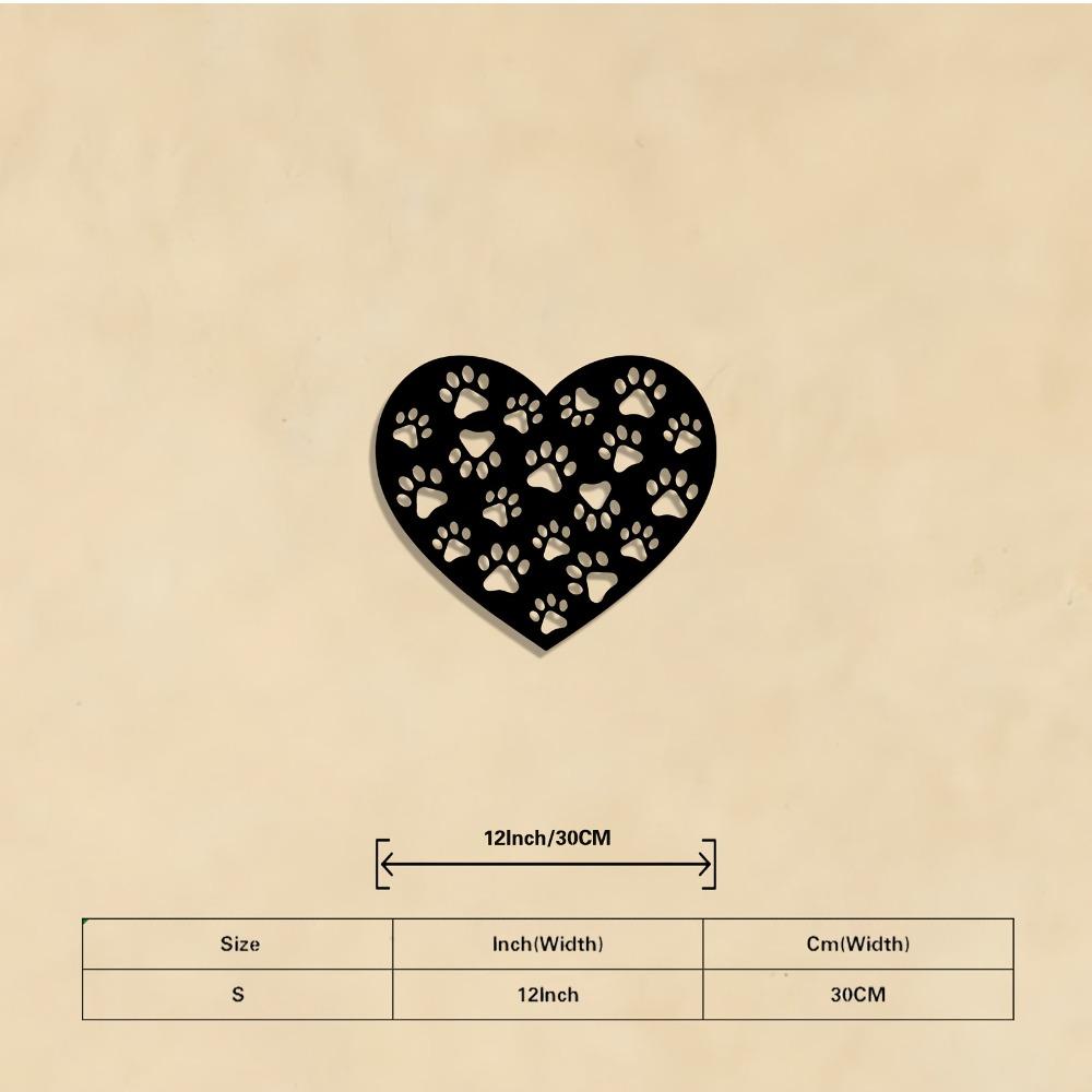 

Paw Print Heart Metal Wall Art, Wrought Iron Black White Pet Decor Hanging Sign for Dog Owner Gift, Outdoor Durable, Easy Mounting Hardware Included S/30cm/12inch