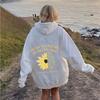Womens Oversized Hooded Sweatshirt With Floral Print Loose Fit Long Sleeve Cotton Blend Casual Streetwear 2025