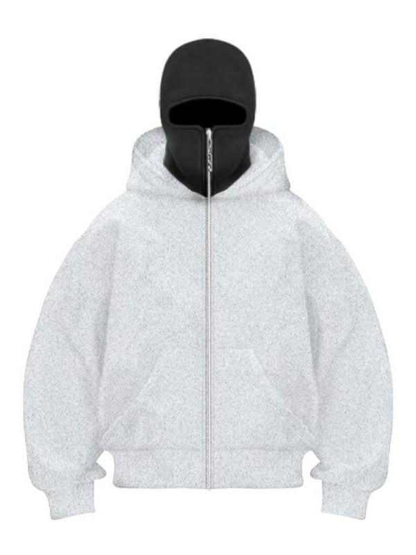 Unisex USDT Outdoor Kapuzenstrickjacke - Einfarbig, Doppelte Kapuze, Lockerer Schnitt für Frühling/Herbst