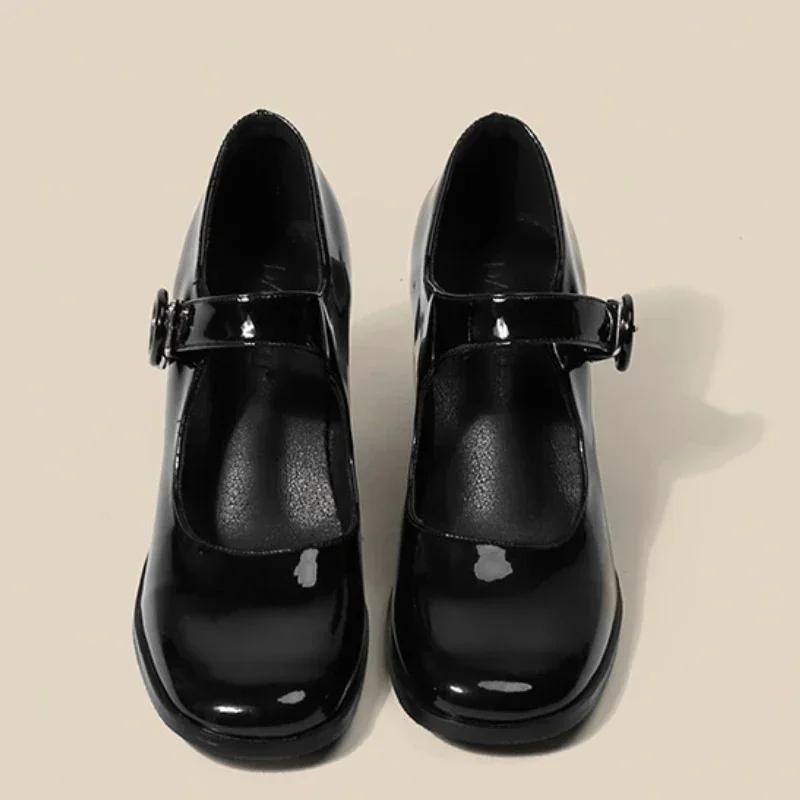 Mary Jane pantofi femei stil britanic primăvară toamnă retro cu cap pătrat cu tocuri înalte ocazional comozi pantofi de petrecere Zapato De Tacon