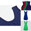 Patchwork Cotton Blend Sleeveless Dress Round Neck Flared Hem For Beach Parties