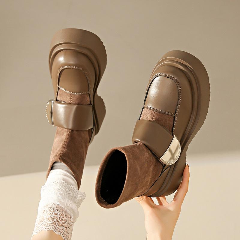 Women's British Style Fashion Versatile Soft Elastic Comfort Ankle Boots Shock-absorbing Non-slip Casual Sports Martin Boots