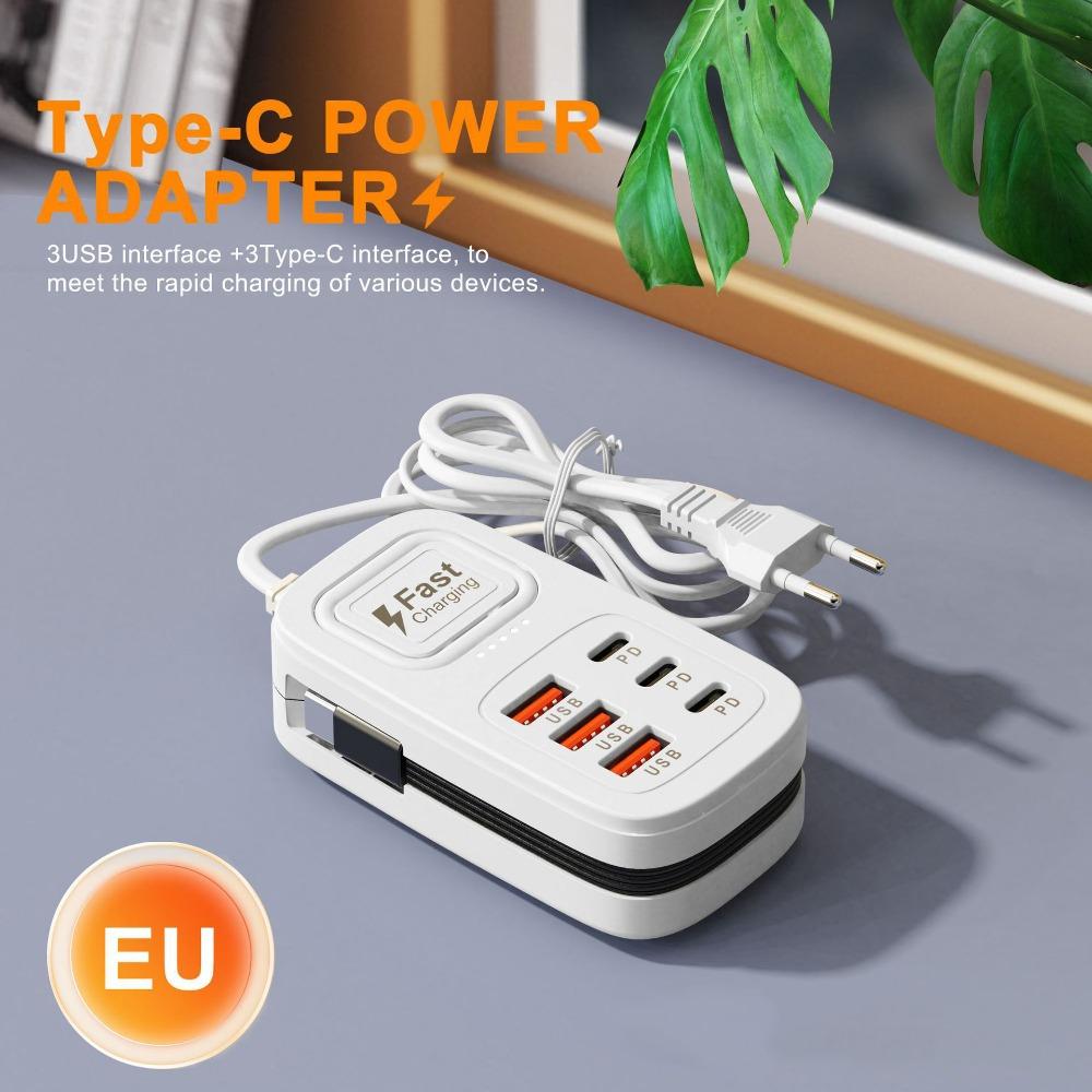 USB Type-C Fast Charging Station Multiple Ports Desktop Charger Power Socket Adapter  Home Office